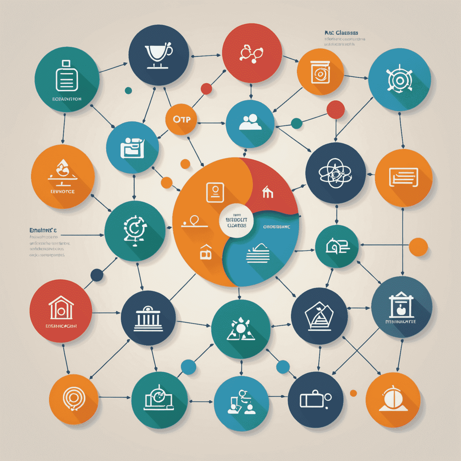 Diagrama visual que muestra la relación entre clases y objetos, con iconos representando herencia, encapsulación y polimorfismo